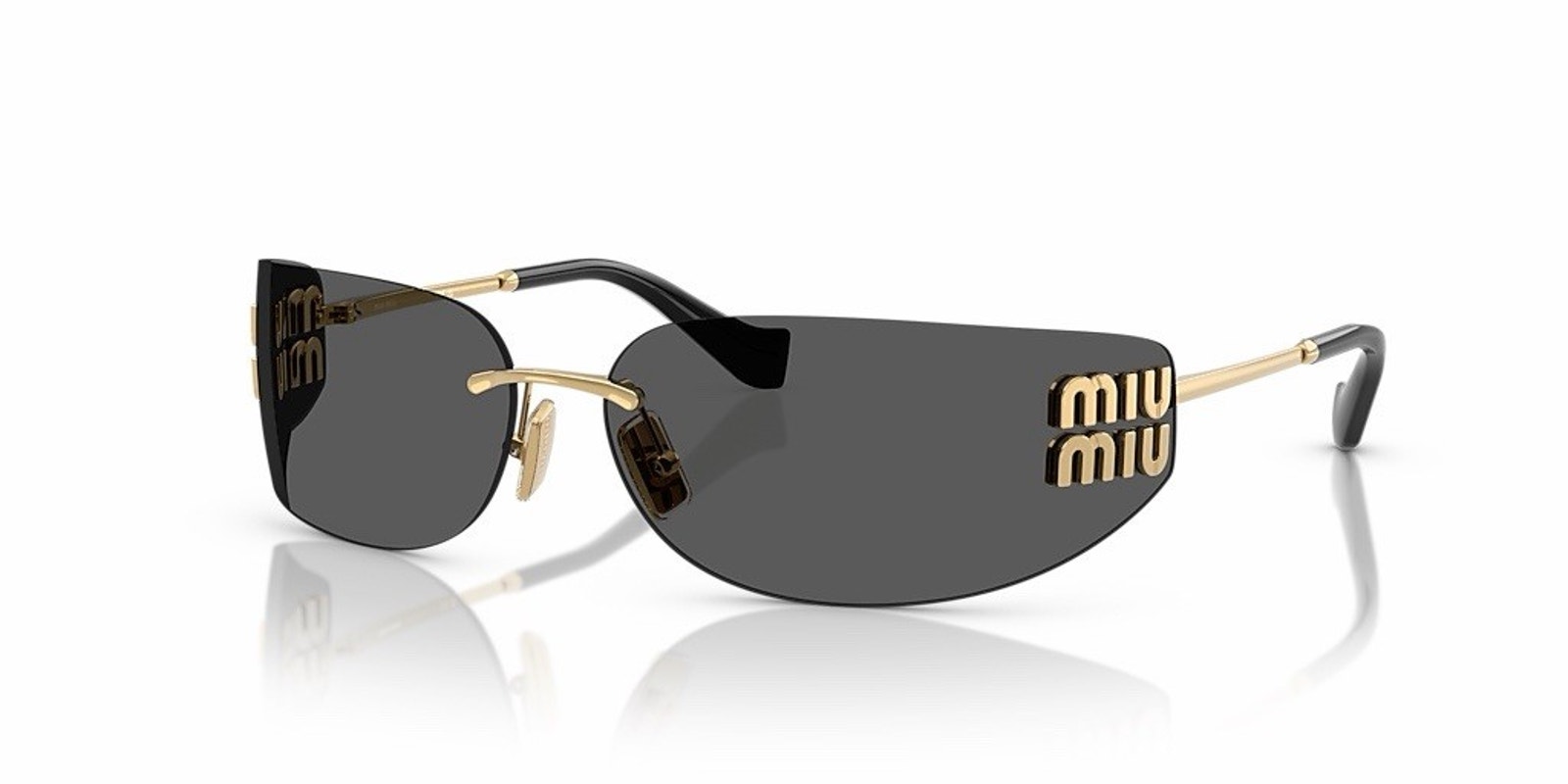 Miu Miu Mu A51s 5ak5so Gold Dark Grey Lens Women Wrap Sunglasses Authentic